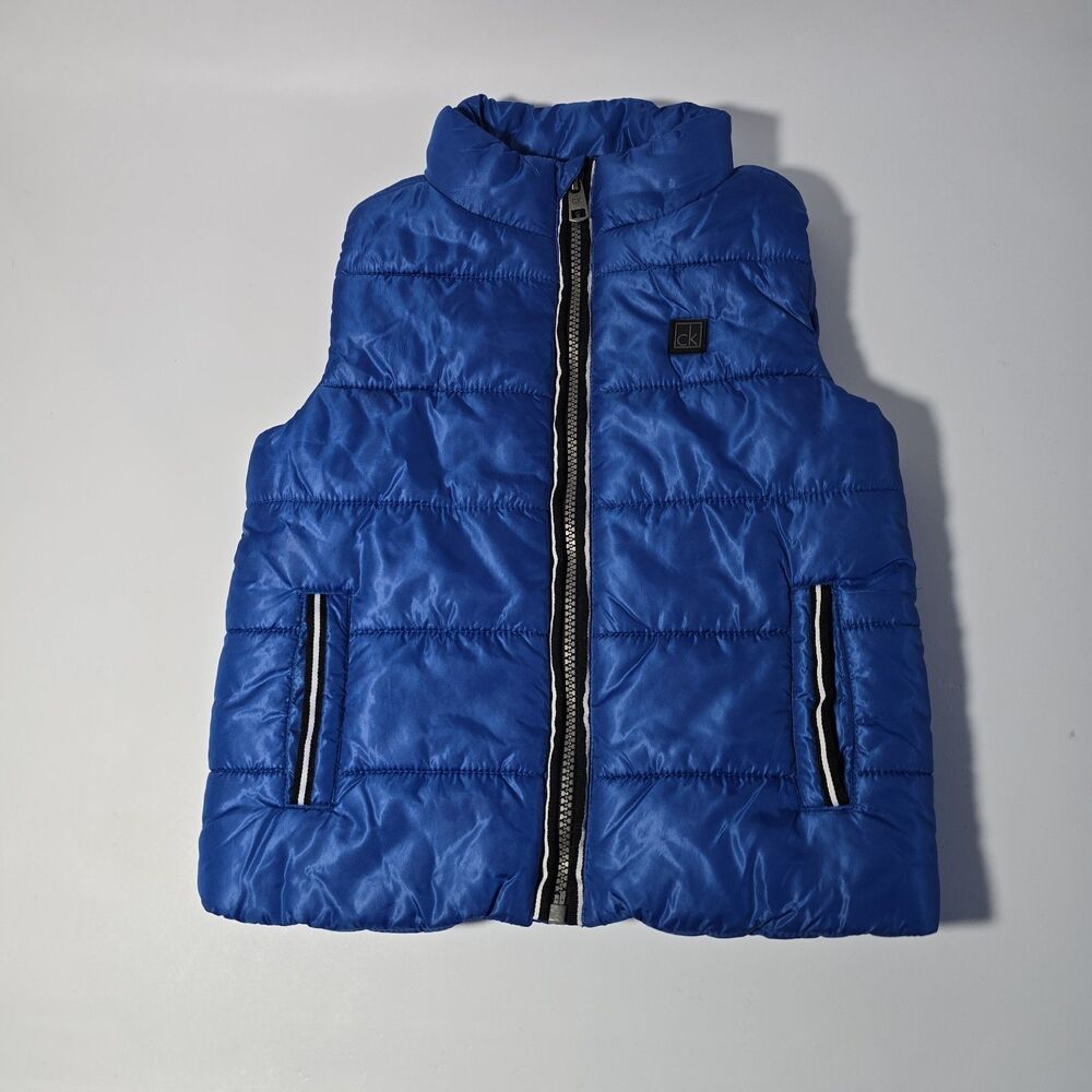 Calvin Klein Puffer Vest Boys Size 3T Blue Full Zip Pockets Layering Winter